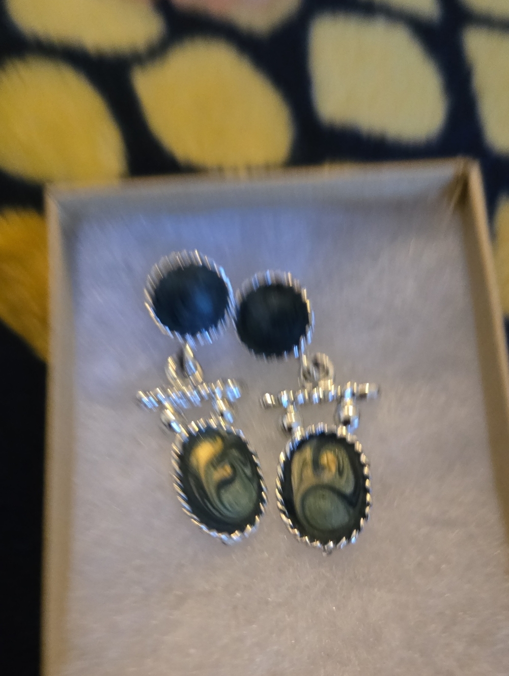 Sterling Silver Green Swirl Drop Earrings - Unbranded